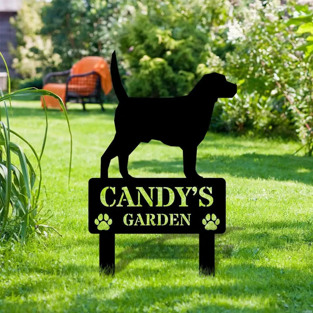 Our Garden Custom Metal Sign - Dog Garden Decor - Dog Metal Yard Sign - Personalize Dog Garden Metal Sign