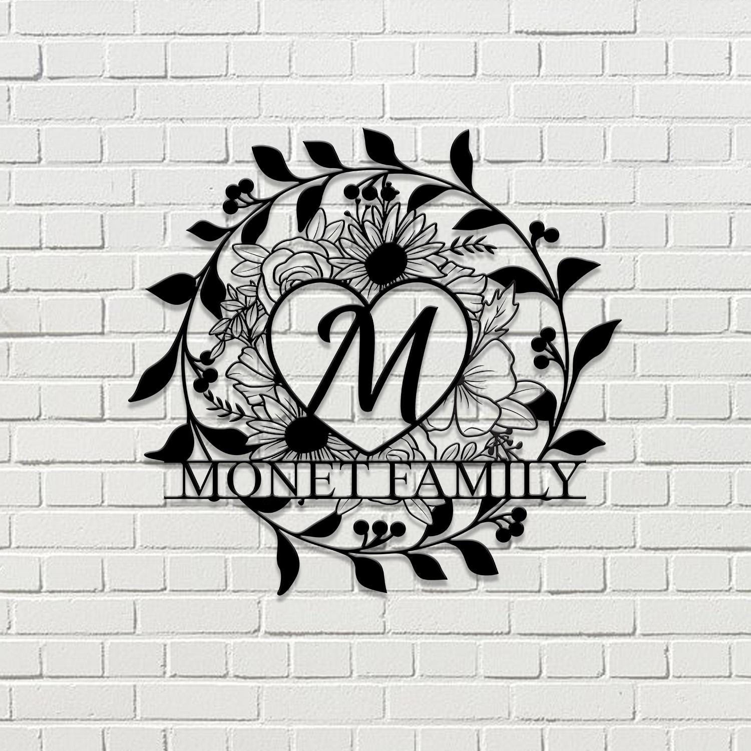 Our Personalized Family Name Metal Art, Name Sign, Closing Gift, Metal Monogram, Housewarming, Wedding Monogram, Anniversary