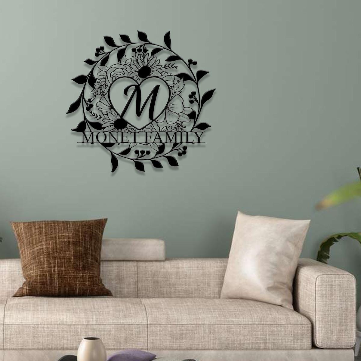 Our Personalized Family Name Metal Art, Name Sign, Closing Gift, Metal Monogram, Housewarming, Wedding Monogram, Anniversary