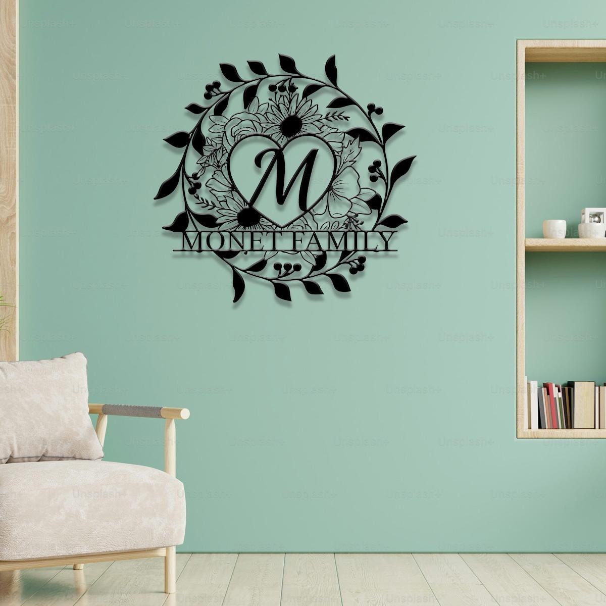 Our Personalized Family Name Metal Art, Name Sign, Closing Gift, Metal Monogram, Housewarming, Wedding Monogram, Anniversary