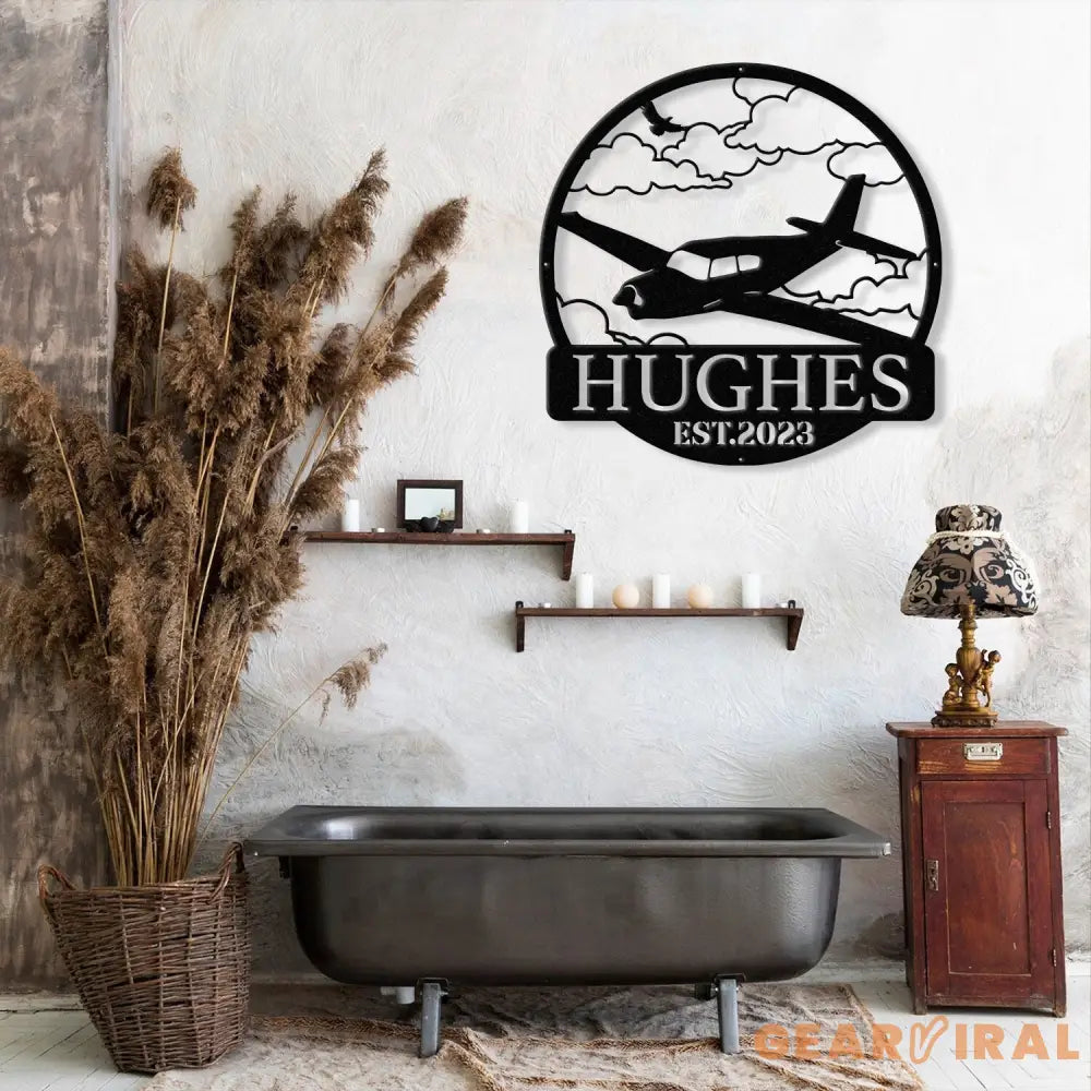 Outdoor Custom Airplane Metal Wall Art Personalized Pilot Name Sign Aircraft Hangar Decor Airforce Housewarming Gifts