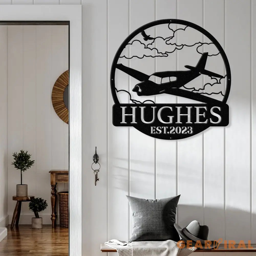 Outdoor Custom Airplane Metal Wall Art Personalized Pilot Name Sign Aircraft Hangar Decor Airforce Housewarming Gifts