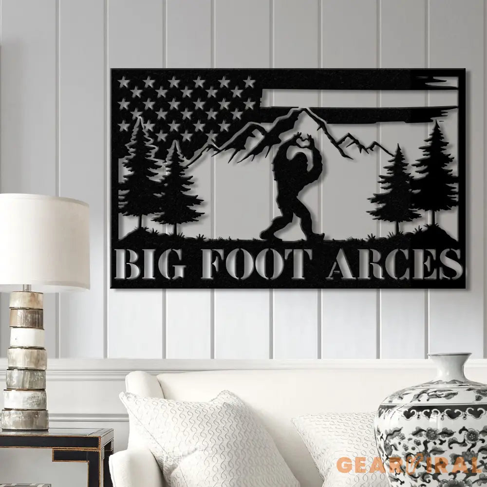 Outdoor Sasquatch Custom Name Metal Sign - Bigfoot Mountain Yard Decor Metal Yeti Sign Bigfoot Yard Art Personalized