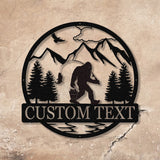 Outdoor Sasquatch Custom Name Metal Sign, Bigfoot Yard Decor, Bigfoot Mountain Metal Sign - Gearviral
