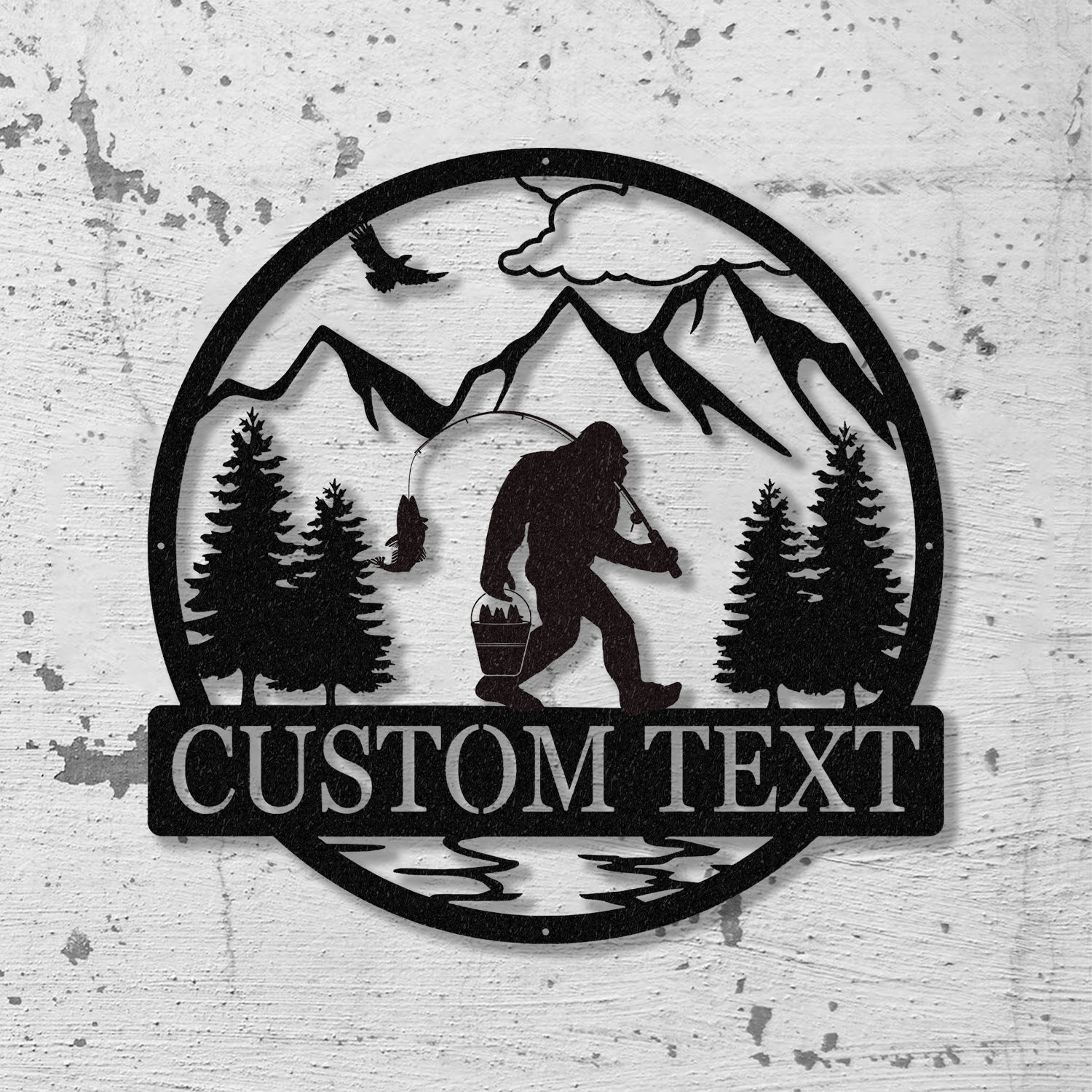Outdoor Sasquatch Custom Name Metal Sign, Bigfoot Yard Decor, Bigfoot Mountain Metal Sign - Gearviral