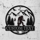Outdoor Sasquatch Custom Name Metal Sign, Bigfoot Yard Decor, Bigfoot Mountain Metal Sign - Gearviral