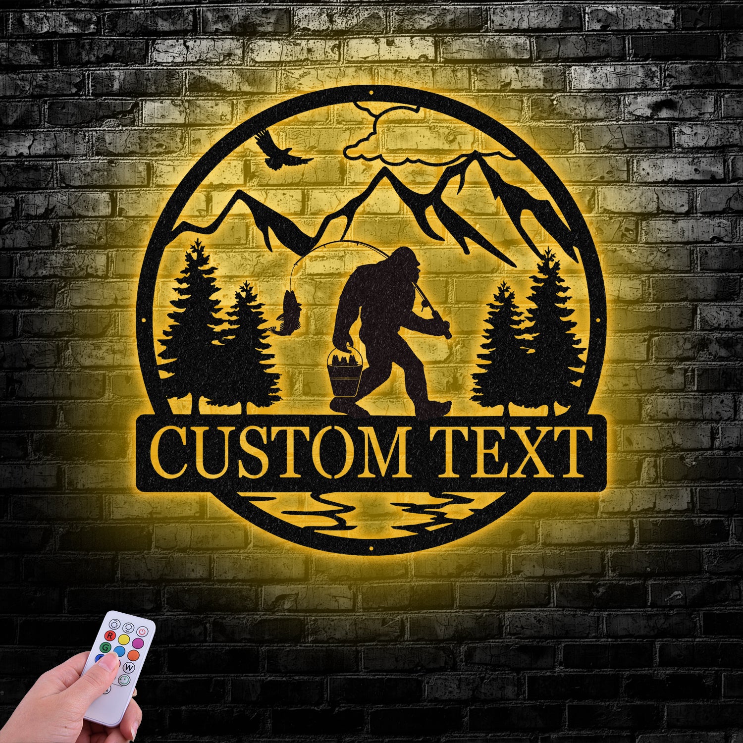 Outdoor Sasquatch Custom Name Metal Sign, Bigfoot Yard Decor, Bigfoot Mountain Metal Sign - Gearviral