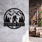 Outdoor Sasquatch Custom Name Metal Sign, Bigfoot Yard Decor, Bigfoot Mountain Metal Sign - Gearviral