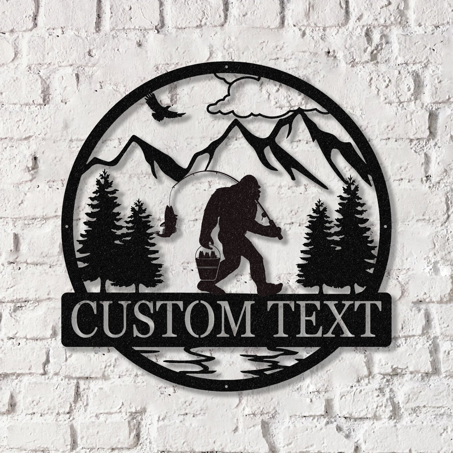 Outdoor Sasquatch Custom Name Metal Sign, Bigfoot Yard Decor, Bigfoot Mountain Metal Sign - Gearviral