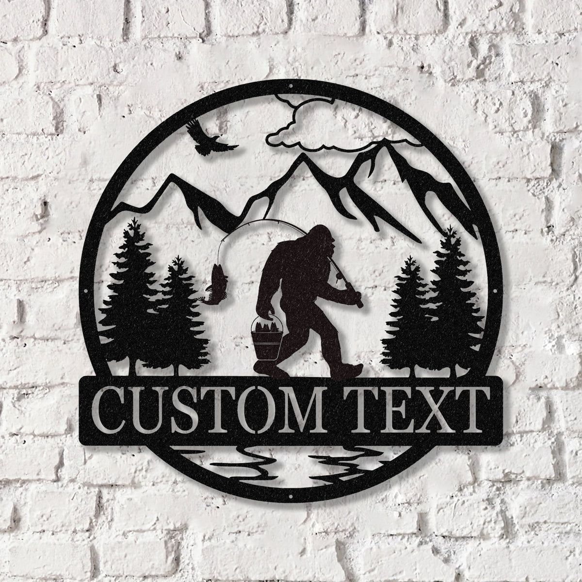 Outdoor Sasquatch Custom Name Metal Sign, Bigfoot Yard Decor, Bigfoot Mountain Metal Sign - Gearviral