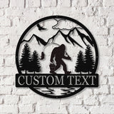 Outdoor Sasquatch Custom Name Metal Sign, Bigfoot Yard Decor, Bigfoot Mountain Metal Sign - Gearviral
