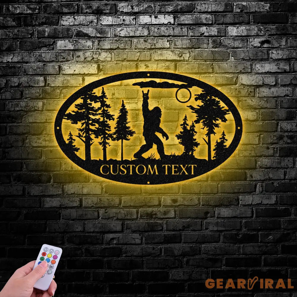 Outdoor Sasquatch Custom Name Wall Art LED Light Metal Sasquatch Bigfoot Yard Decor - Gearviral