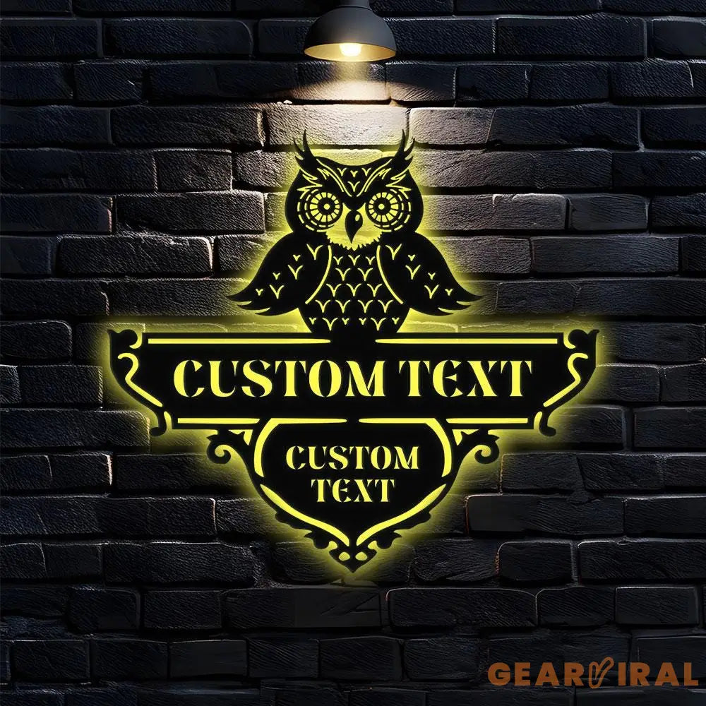 Owl Address Metal Sign Personalized Family Name Led Sign Outdoor Door Decor Address Wall Art Perfect Gift for