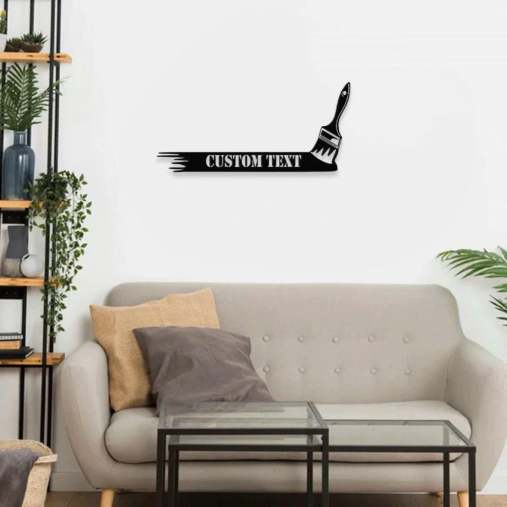 Paint Brush Metal Sign, Personalized Family Name Led Metal Sign, Outdoor Door Decor, Address Wall Art, Perfect Gift for Housewarming