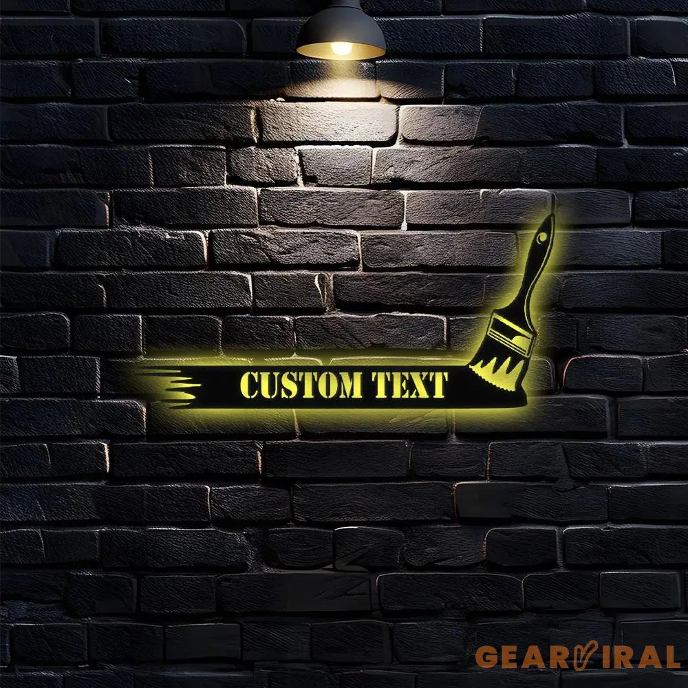 Paint Brush Metal Sign Personalized Family Name Led Metal Sign Outdoor Door Decor Address Wall Art Perfect Gift for