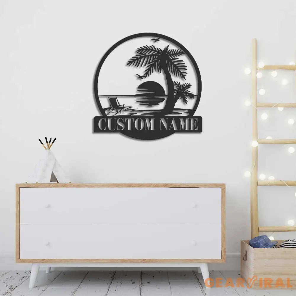 Palm Tree Summer Metal Wall Art - Lake house sign - Patio - Custom Palm Tree Metal Signs | GearViral