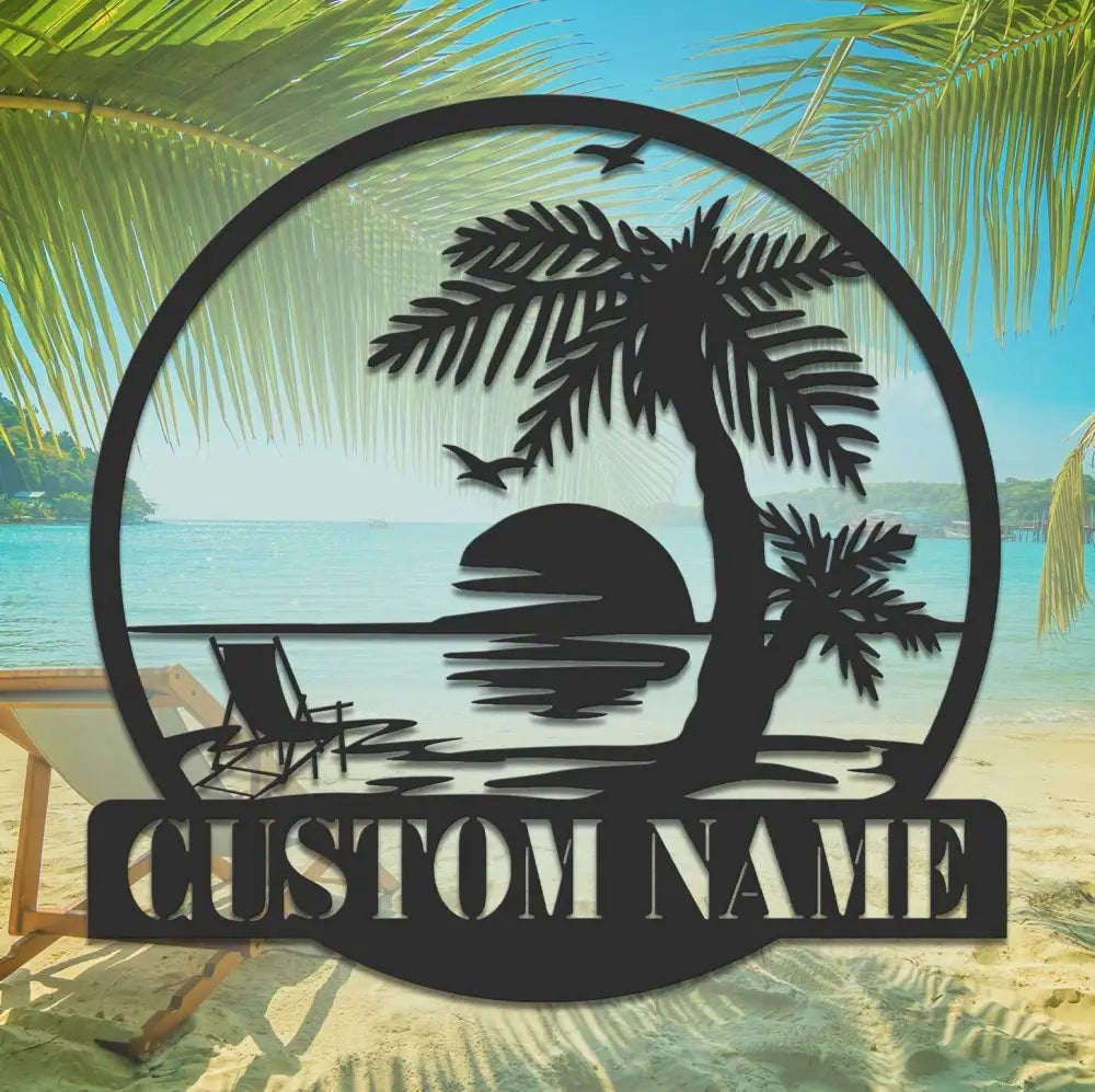 Palm Tree Summer Metal Wall Art - Lake house sign - Patio - Custom Palm Tree Metal Signs | GearViral