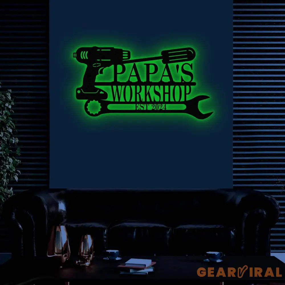 Papa’s Workshop Sign Personalized Metal Garage Sign Metal Garage Wall Art Handyman Carpenter Garage Wall Decor Dad’s