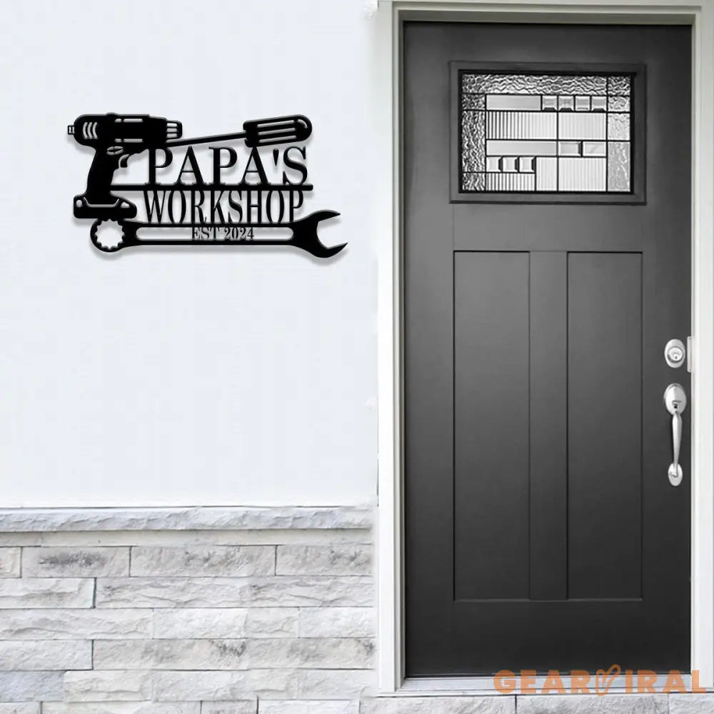 Papa’s Workshop Sign Personalized Metal Garage Sign Metal Garage Wall Art Handyman Carpenter Garage Wall Decor Dad’s