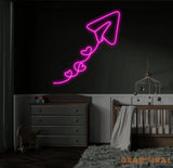 Paper Plane With Heart Neon Sign Paper Plane Led Sign Custom Neon Sign Gift For Kid Bedroom Decor Gift For Her Paper