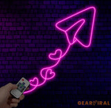 Paper Plane With Heart Neon Sign Paper Plane Led Sign Custom Neon Sign Gift For Kid Bedroom Decor Gift For Her Paper