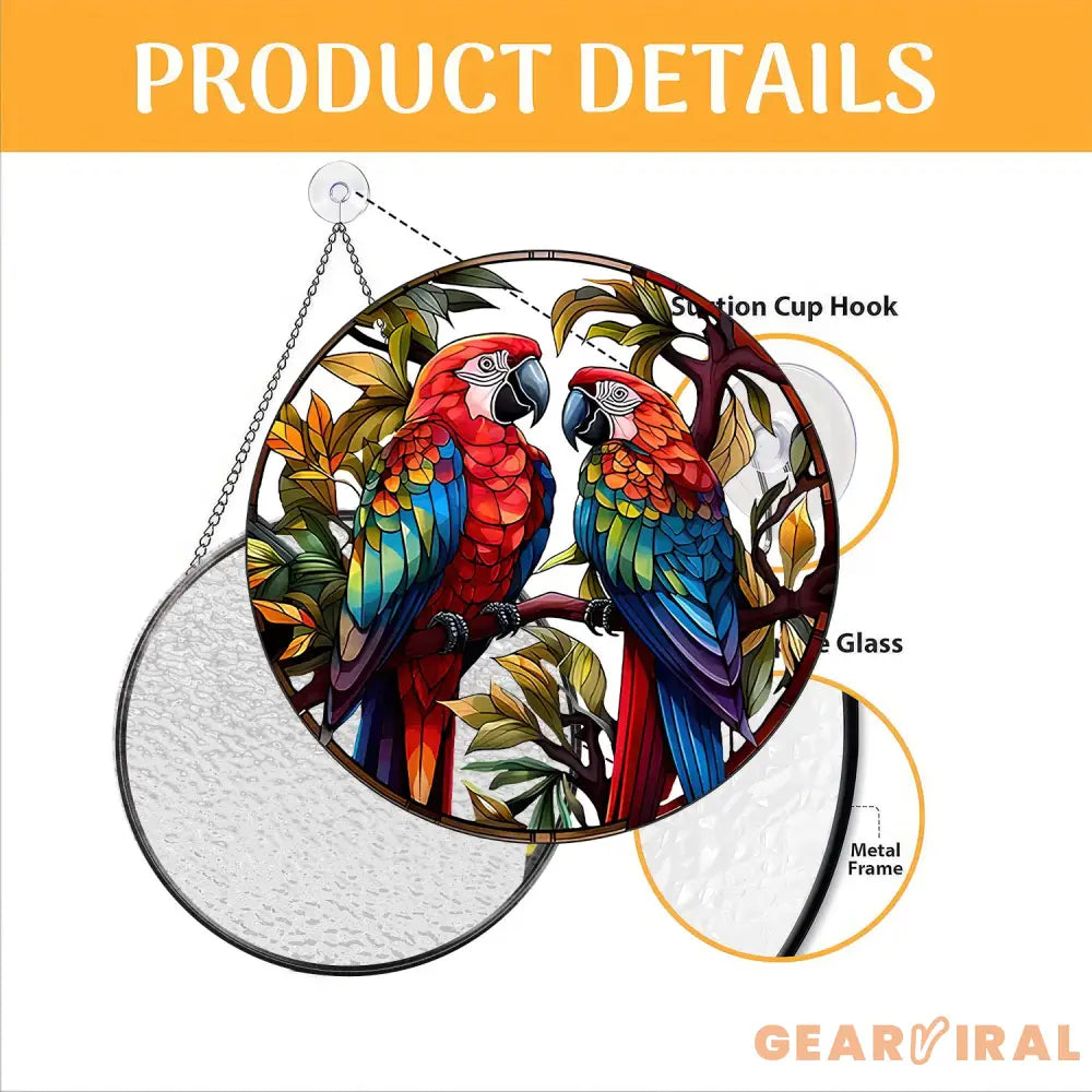 Parrot Stained Glass Suncatcher Parrot Window Hanging Parrot Ornament Parrot Lover Decor Bird Nerd Bird Lover Gift