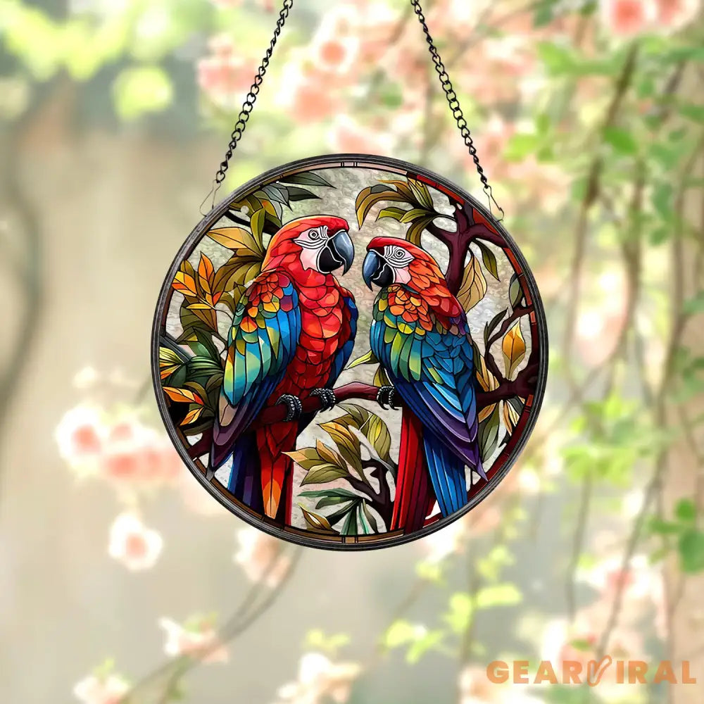 Parrot Stained Glass Suncatcher Parrot Window Hanging Parrot Ornament Parrot Lover Decor Bird Nerd Bird Lover Gift