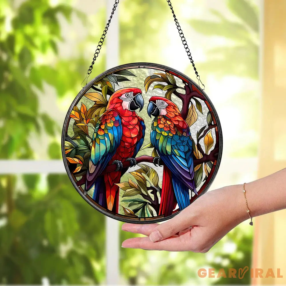 Parrot Stained Glass Suncatcher Parrot Window Hanging Parrot Ornament Parrot Lover Decor Bird Nerd Bird Lover Gift