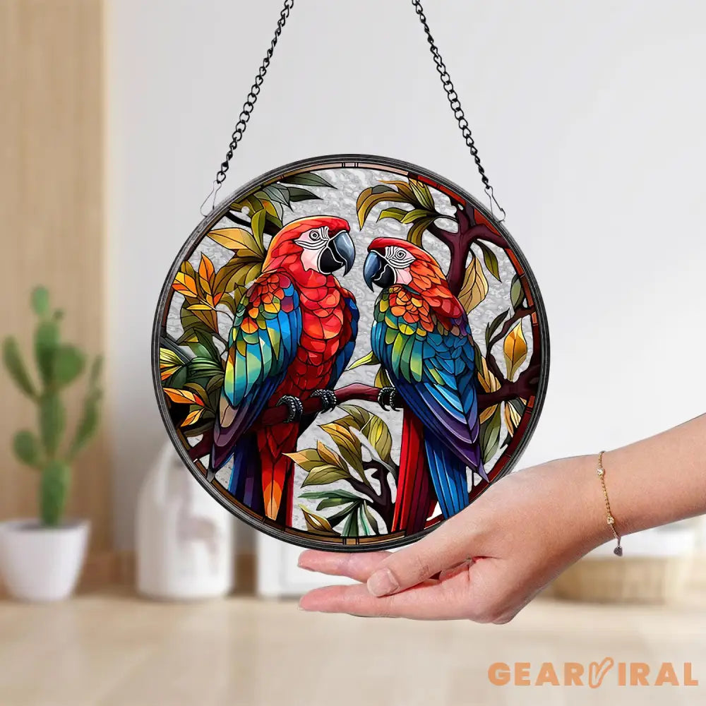 Parrot Stained Glass Suncatcher Parrot Window Hanging Parrot Ornament Parrot Lover Decor Bird Nerd Bird Lover Gift