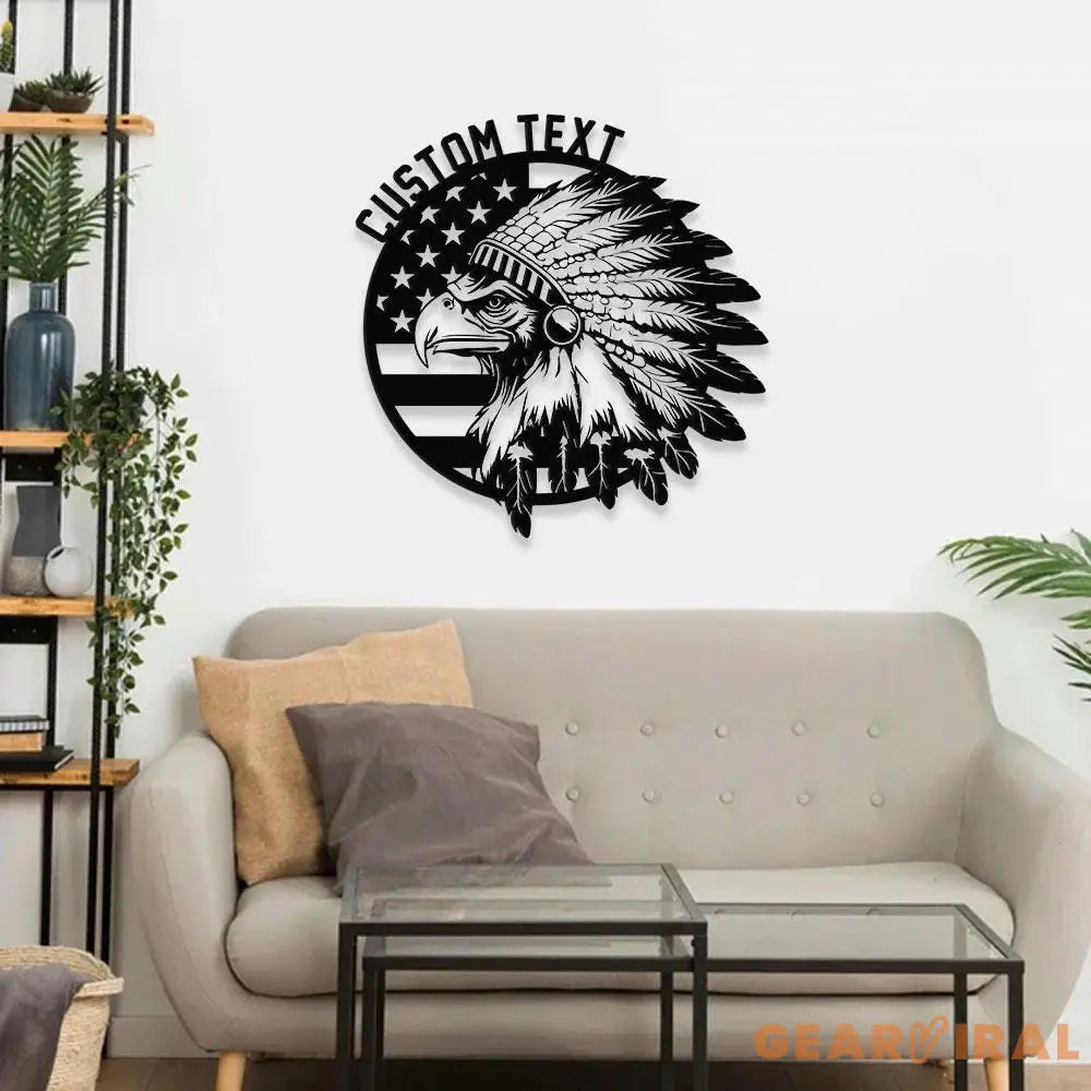 Patriotic Native Eagle Metal House Metal Sign,Veteran Metal Sign Housewarming Outdoor Door Decor Patriotic Wall