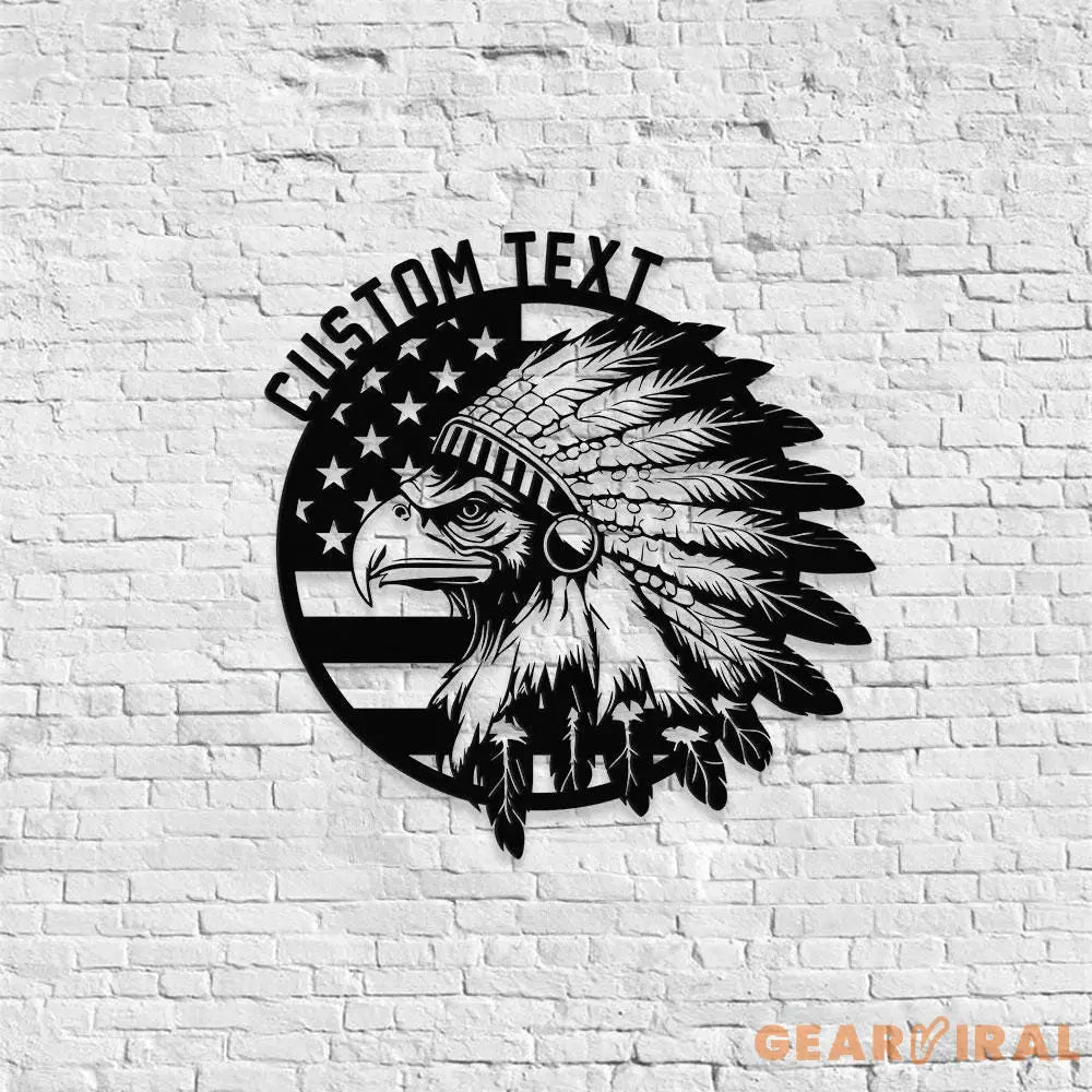 Patriotic Native Eagle Metal House Metal Sign,Veteran Metal Sign Housewarming Outdoor Door Decor Patriotic Wall