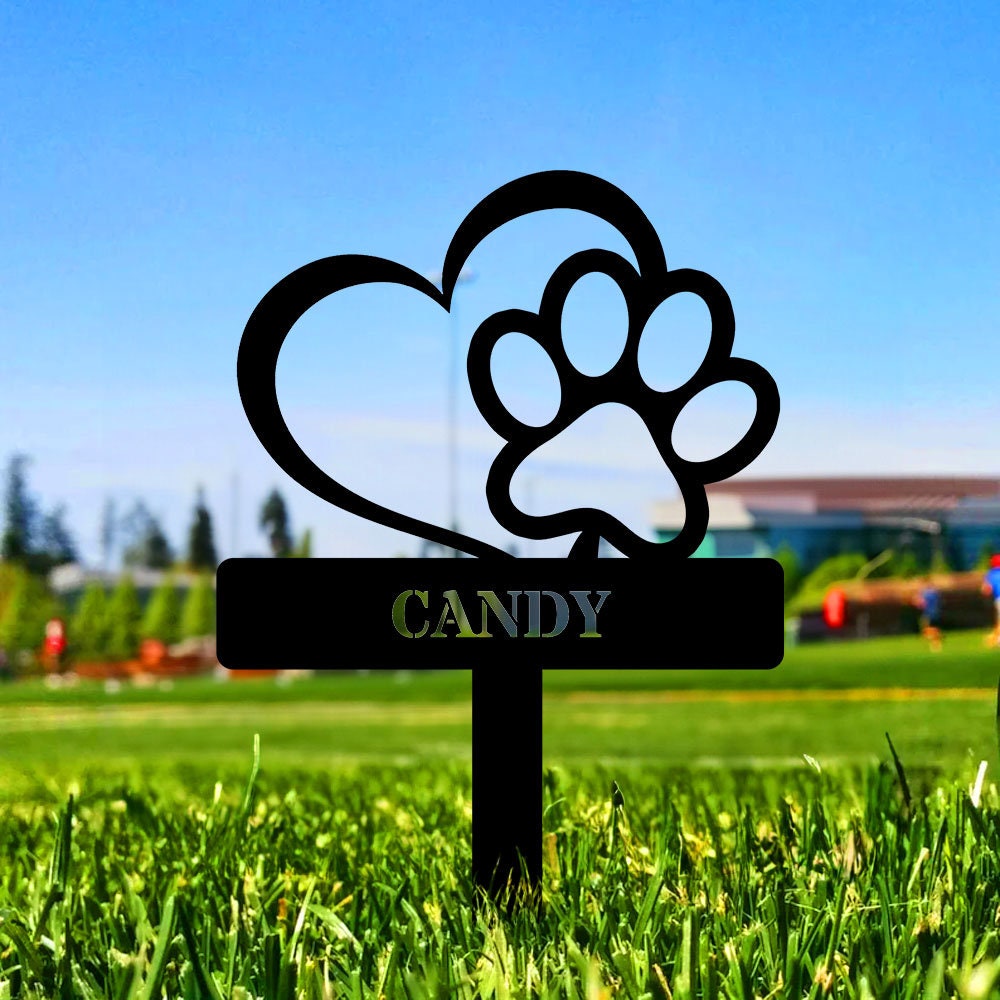 Paw Memorial Metal Yard Sign - Personalized Memorial Garden Stake - Dog Grave Marker,  Remembrance Dog Lover Stake