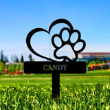 Paw Memorial Metal Yard Sign - Personalized Memorial Garden Stake - Dog Grave Marker,  Remembrance Dog Lover Stake