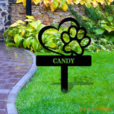 Paw Memorial Metal Yard Sign - Personalized Memorial Garden Stake - Dog Grave Marker Remembrance Dog Lover Stake