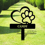 Paw Memorial Metal Yard Sign - Personalized Memorial Garden Stake - Dog Grave Marker Remembrance Dog Lover Stake