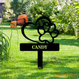 Paw Memorial Metal Yard Sign - Personalized Memorial Garden Stake - Dog Grave Marker Remembrance Dog Lover Stake