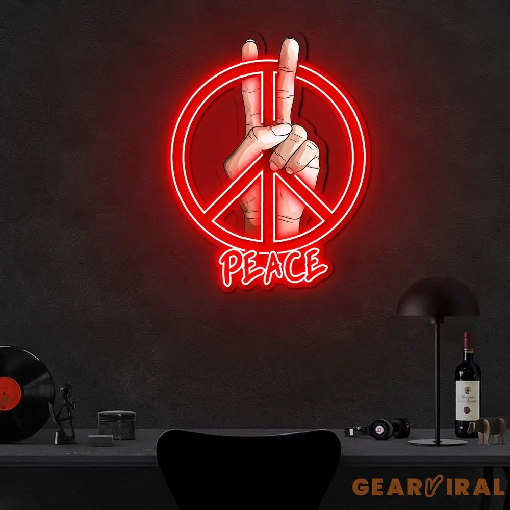 Peace Sign Neon Sign x Acrylic Artwork