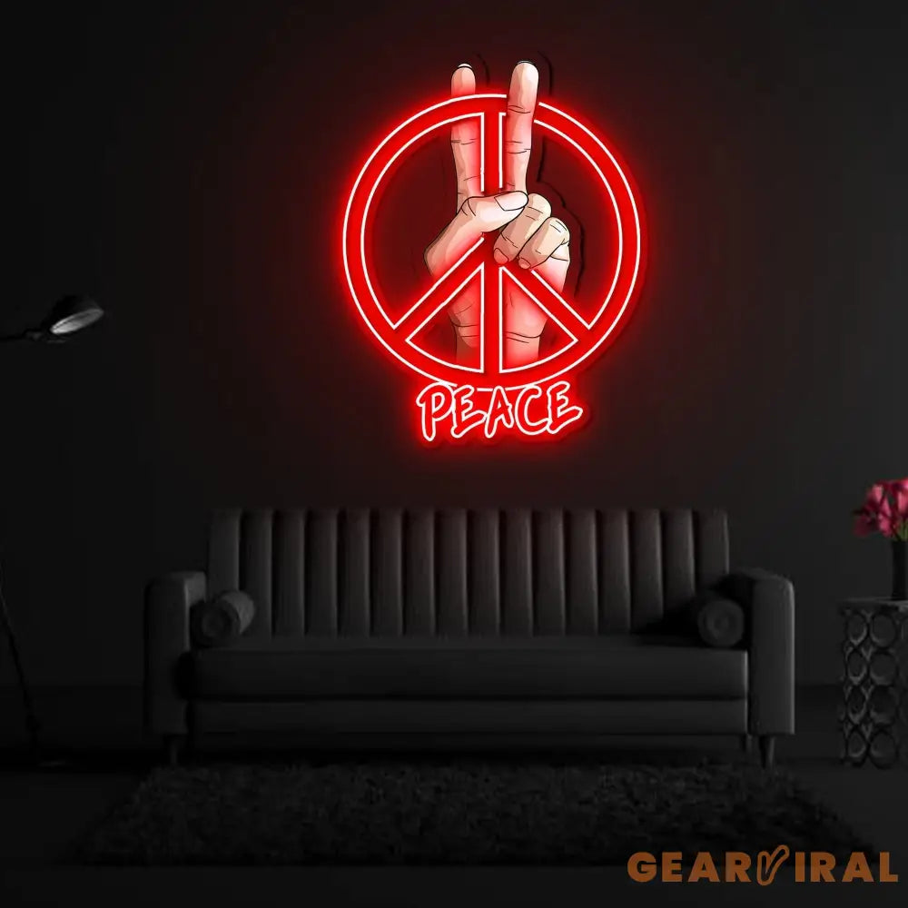 Peace Sign Neon Sign x Acrylic Artwork