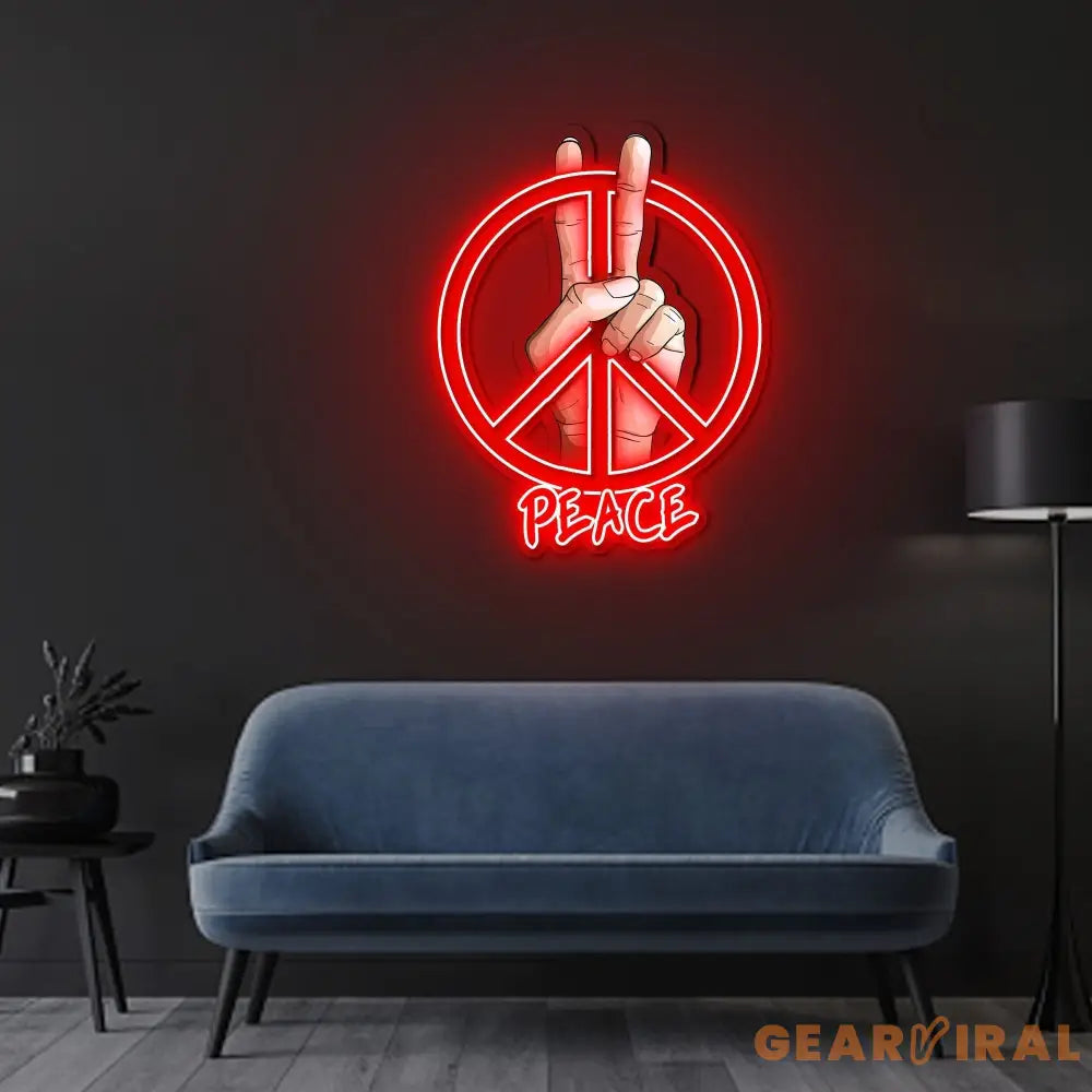 Peace Sign Neon Sign x Acrylic Artwork
