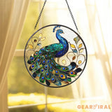 Peacock Stained Glass Suncatcher Elegant Blue and Green Bird Window Hanging Ornate Glass Art Decor Gift for Bird Lovers