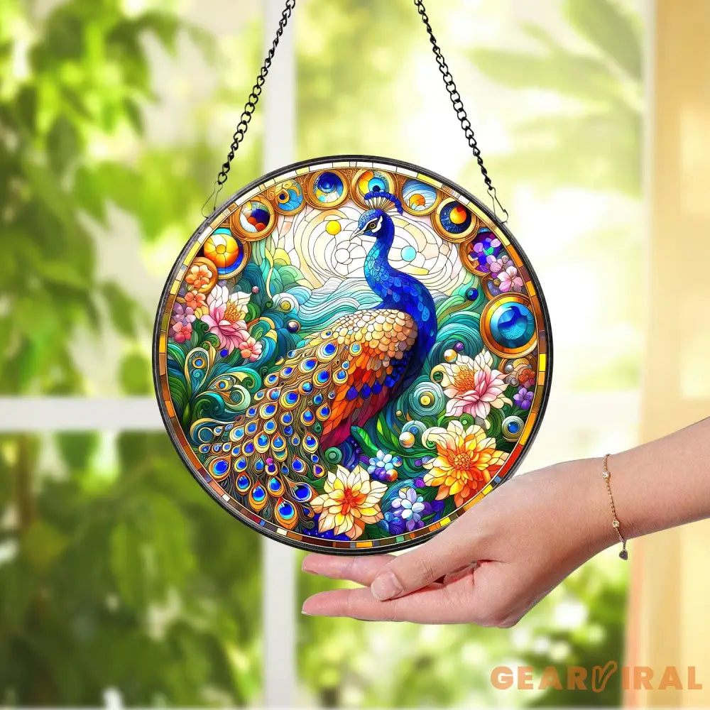 Peacock Stained Glass SunCatcher Peacock Window Hanging Mother’s Day Gift Gift Bird Lover Decor Peacock Ornament Garden