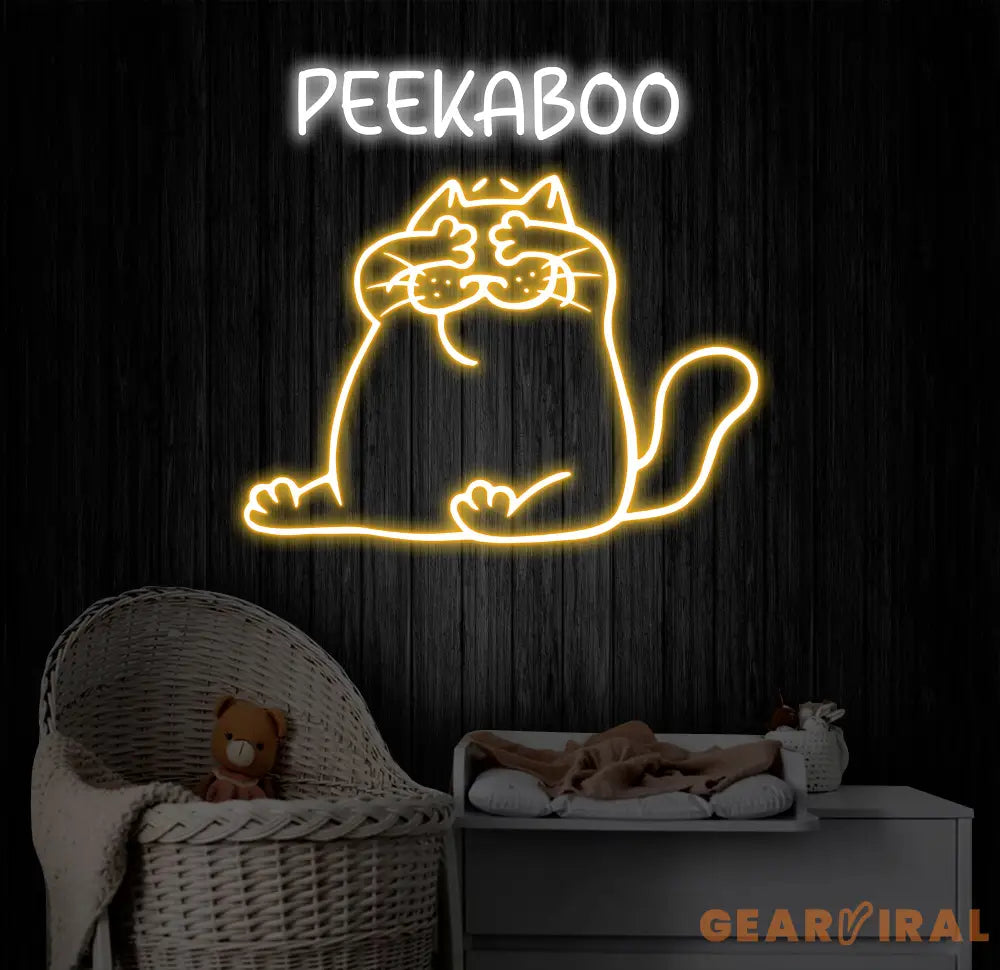 Peekaboo Cat Neon Sign LED Peekaboo Cat Light Custom Neon Cat Sign Cute Animal Wall Art Kids Room Decor Personalized
