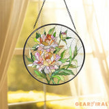 Peony Glass Suncatcher Birth Flower Stained Glass Suncatcher Flower Window Hanging Birth Flower Birthday Gift Mother’s