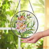 Peony Glass Suncatcher Birth Flower Stained Glass Suncatcher Flower Window Hanging Birth Flower Birthday Gift Mother’s