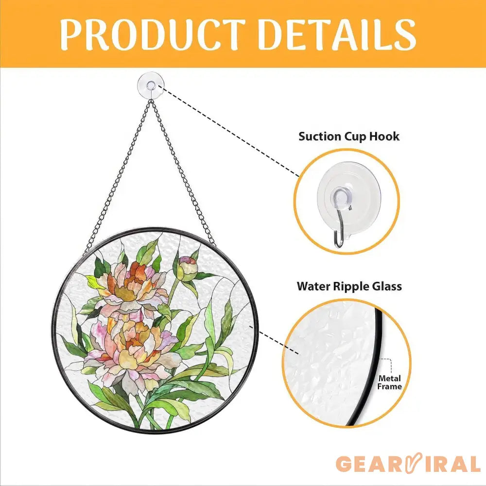 Peony Glass Suncatcher Birth Flower Stained Glass Suncatcher Flower Window Hanging Birth Flower Birthday Gift Mother’s