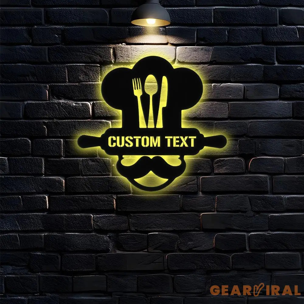 Personal Chef Laser Cut Metal Sign Kitchen Metal LED Sign Personalized Chef Name Wall Sign Kitchen Decor Kitchen Metal