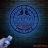 Personalized 50th Wedding Anniversary Lovebirds Metal Sign - Custom Wall Art Gift for Parents Husband and Wife