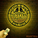 Personalized 50th Wedding Anniversary Lovebirds Metal Sign - Custom Wall Art Gift for Parents Husband and Wife