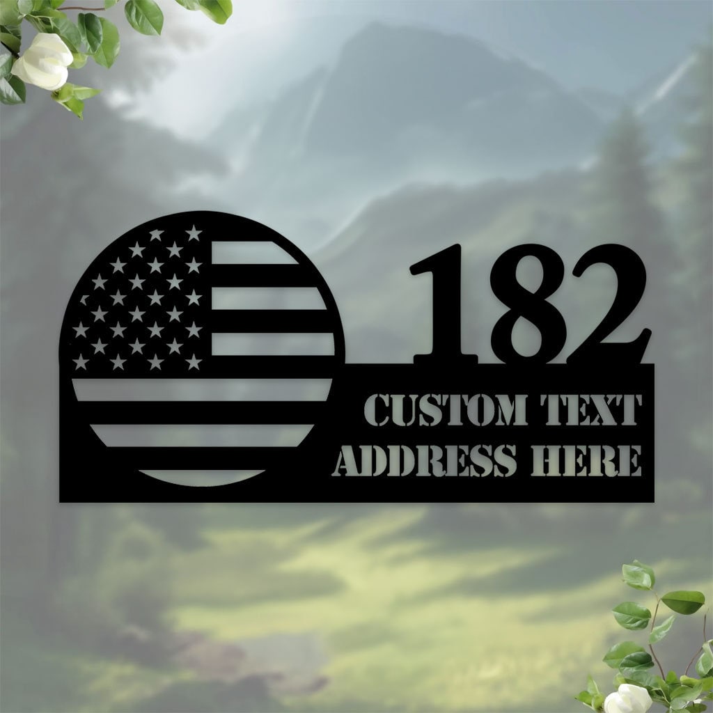 Personalized Address USA Metal Sign - Number Address Sign Patriotic House  - Personalized Address Decor - Personalized Gifts Wall Art
