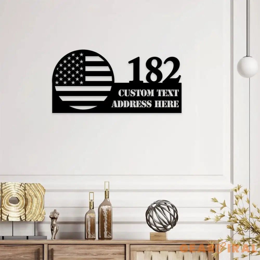 Personalized Address USA Metal Sign - Number Address Sign Patriotic House - Personalized Address Decor - Personalized